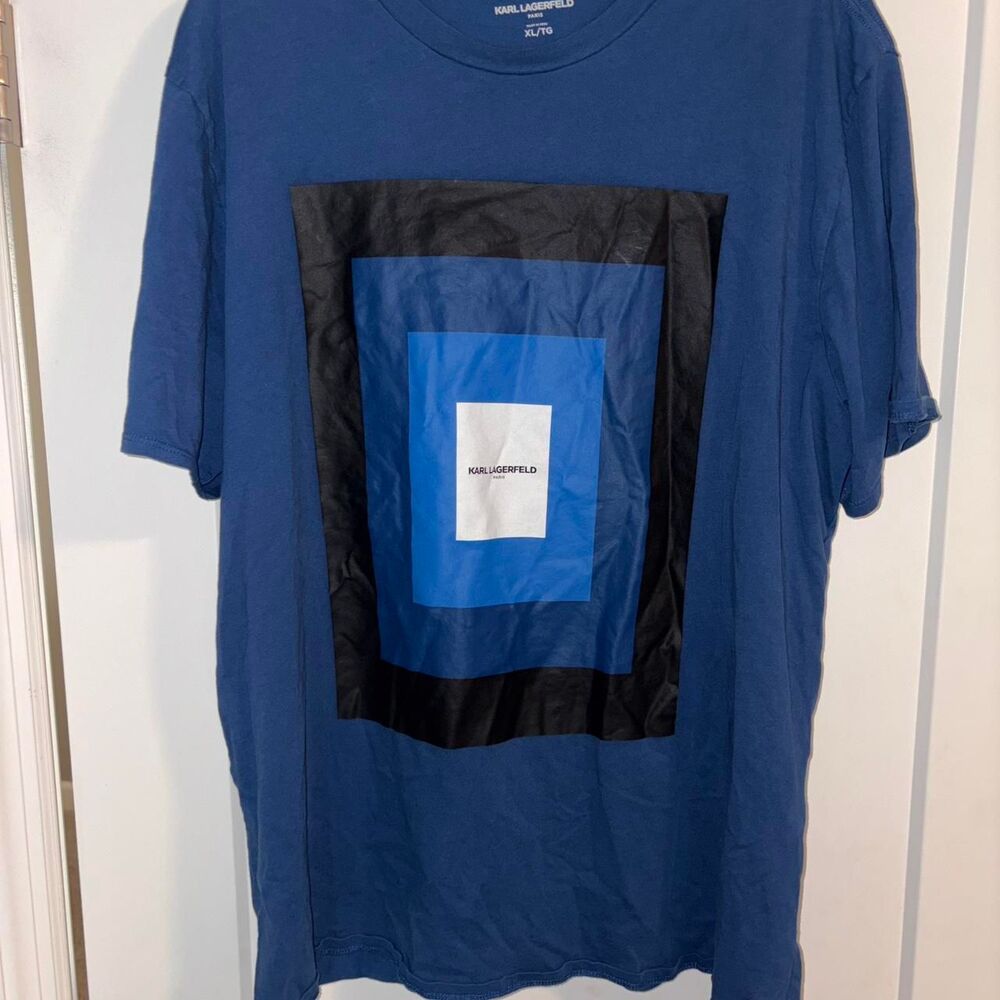 Karl Lagerfeld Men's Blue and Navy T-shirt